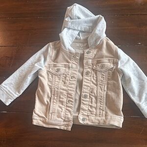 Cat & Jack Beige Jean Jacket with Gray Sleeves